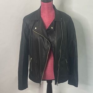 Faux Leather Tall women’s faux leather zip up moto biker slim jacket Size 12